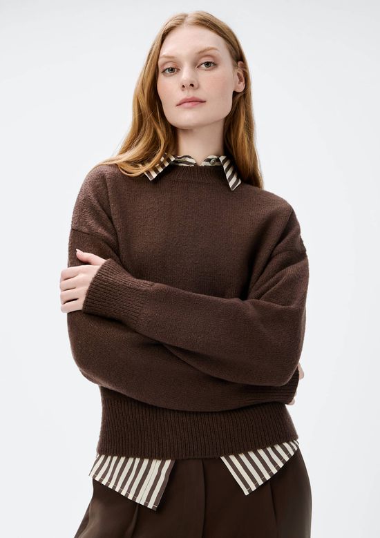 Foto do produto: Blusão Básico Feminino Em Tricô - Marrom