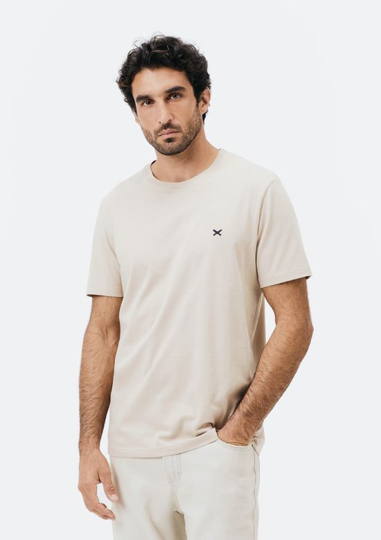 Foto do produto: Camiseta Básica Masculina World Com Bordado - Bege