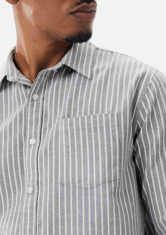 Foto do produto: Camisa Masculina Manga Longa Fio Tinto Listrada - Cinza