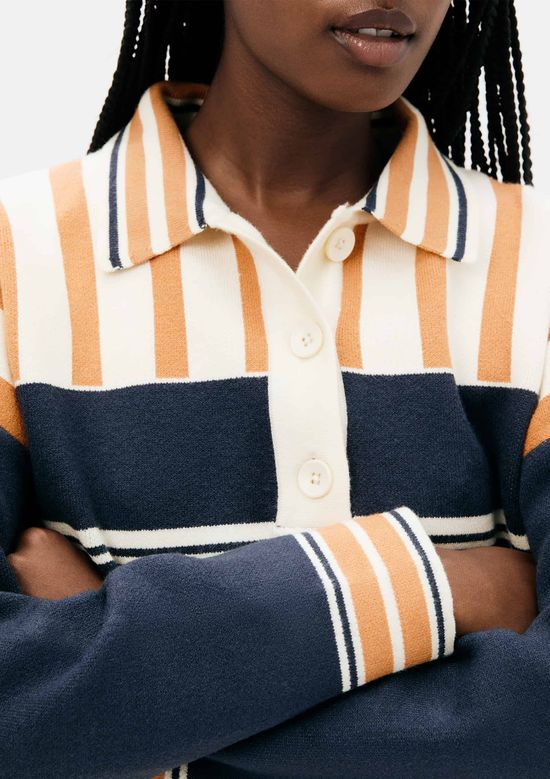 Foto do produto: Blusa Polo Feminina Manga Longa Em Tricô - Laranja
