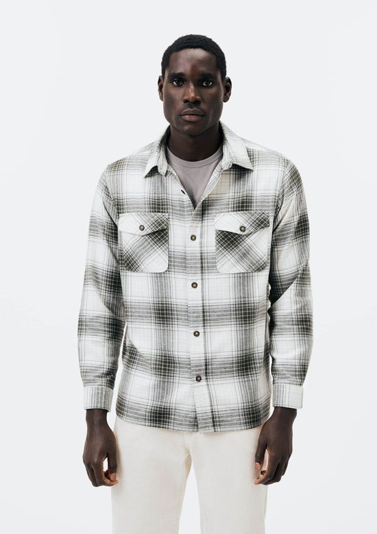 Foto do produto: Camisa Masculina Comfort Xadrez Flanelada - Off white