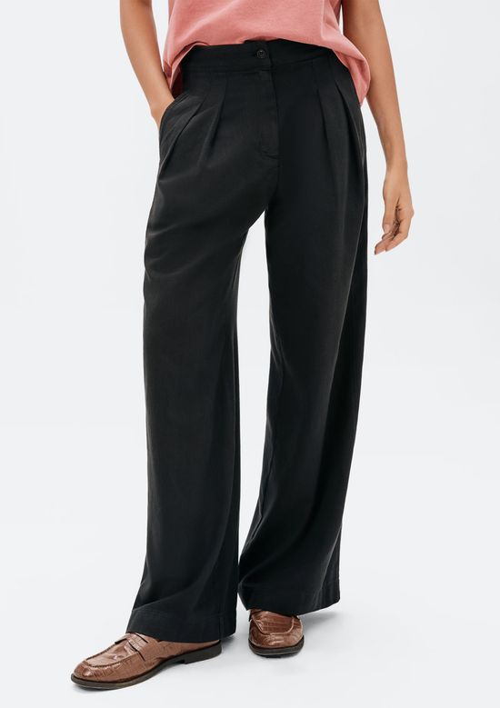 Foto do produto: Calça Feminina Reta Cintura Média Em Liocel - Preto