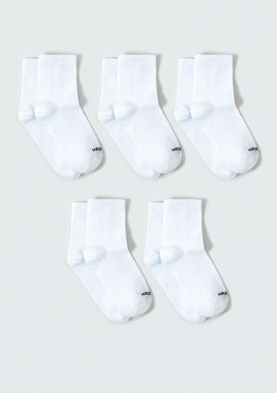Foto do produto: Kit Com 5 Pares De Meia Infantil Unissex Cano Médio - Branco