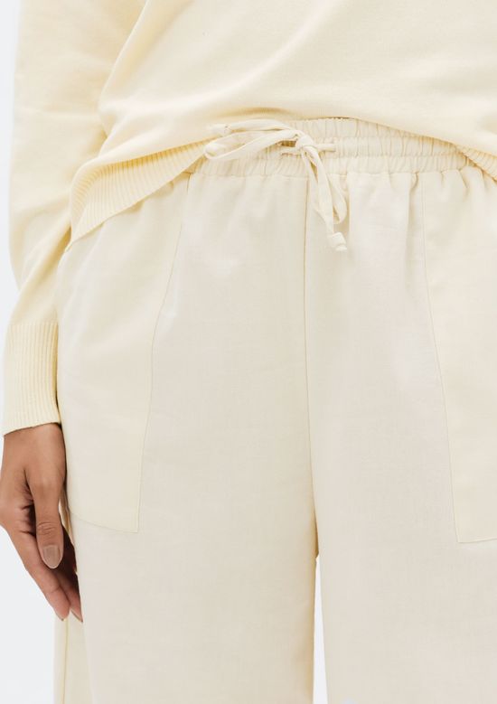 Foto do produto: Calça Feminina Reta Cintura Alta Com Linho - Creme