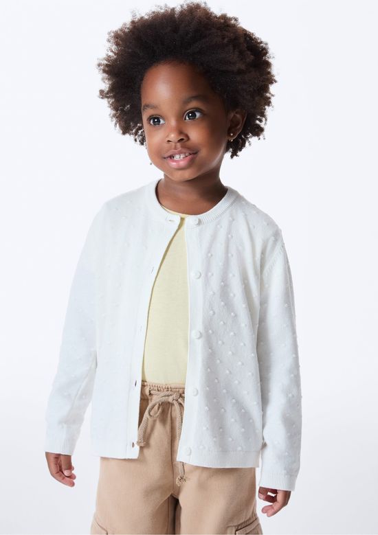 Foto do produto: Cardigan Infantil Menina Toddler Em Tricô - Branco