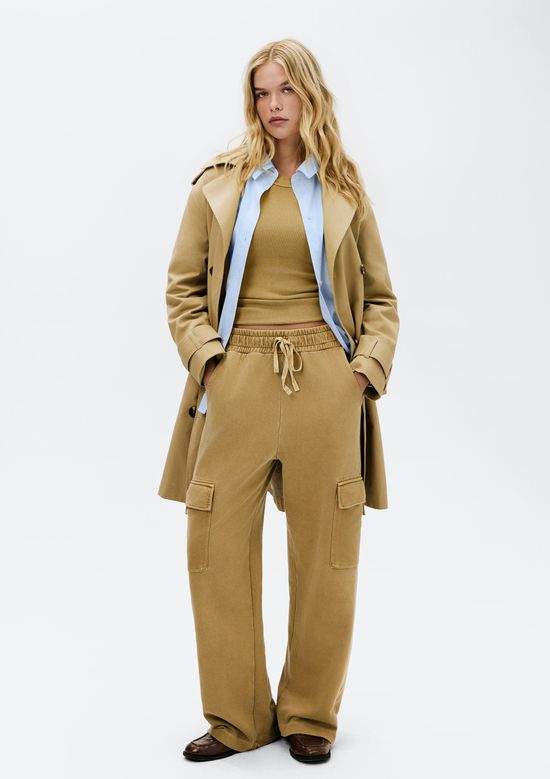 Foto do produto: Calça Feminina Wide Leg Em Moletom Estonado - Caqui