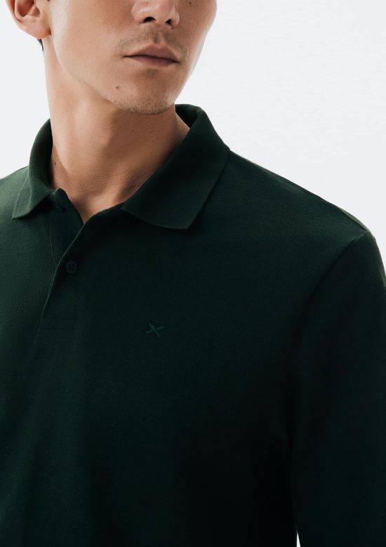 Foto do produto: Camisa Polo Masculina Manga Longa Em Piquet - Verde