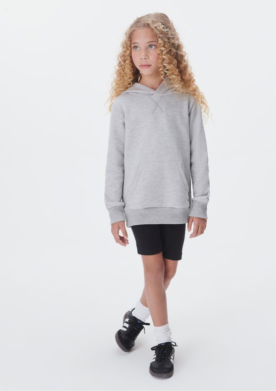 Foto do produto: Blusão Básico Infantil Unissex Em Moletom Com Capuz - Cinza