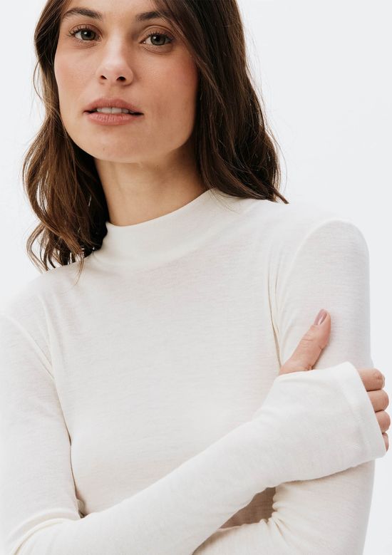 Foto do produto: Blusa Feminina Manga Longa Gola Alta - Creme