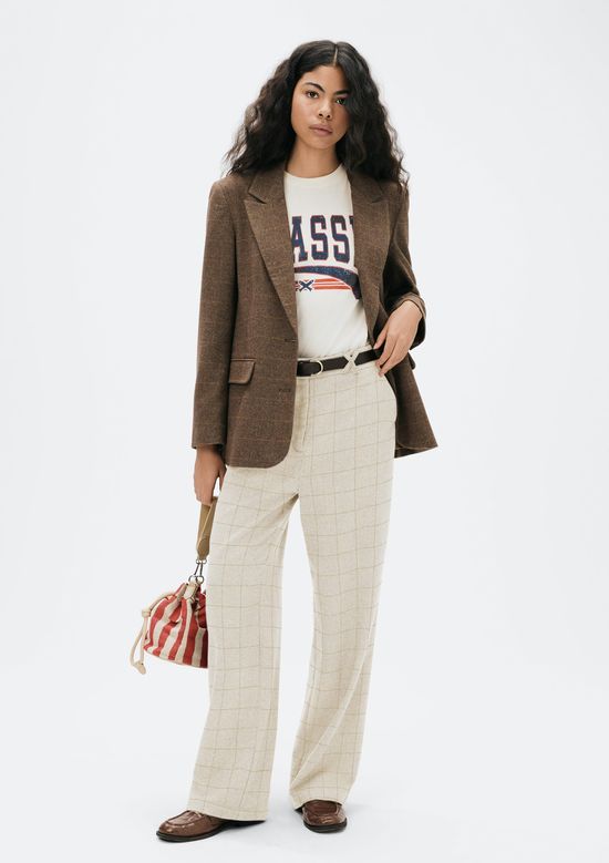 Foto do produto: Calça Feminina Reta Em Alfaiataria Com Lã - Creme