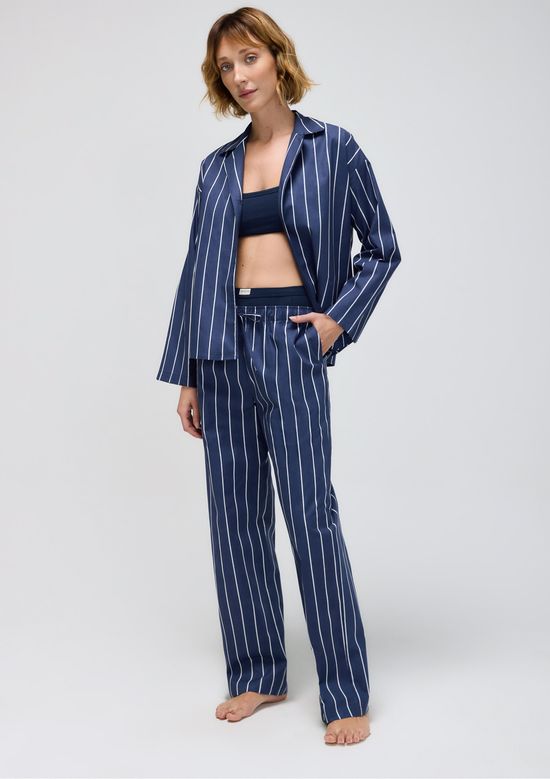 Foto do produto: Calça Feminina Cintura Alta Listrada - Azul