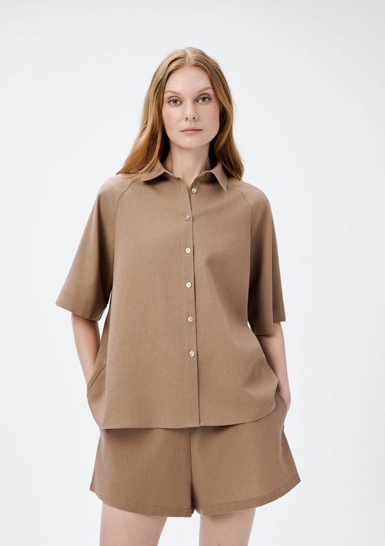 Foto do produto: Camisa Feminina Meia Manga Evasê - Marrom