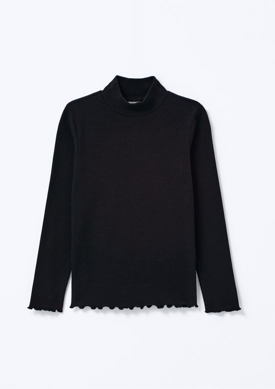 Foto do produto: Blusa Básica Infantil Menina Manga Longa Com Gola Alta - Preto