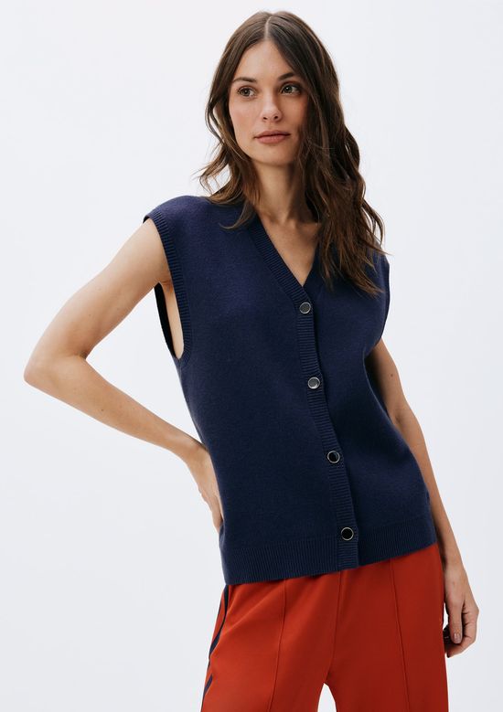 Foto do produto: Colete Feminino Decote V Em Tricô - Azul