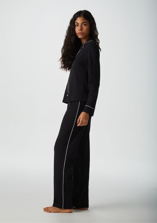 Foto do produto: Pijama Longo Feminino Com Botões - Preto