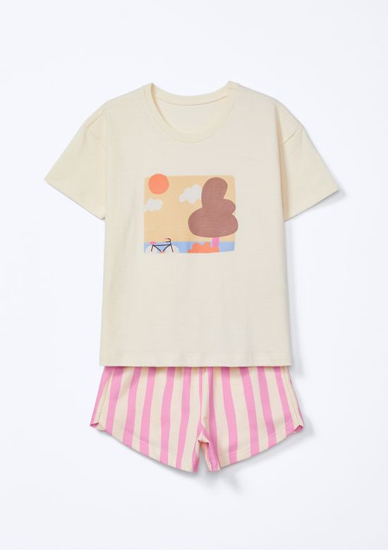 Foto do produto: Conjunto Curto Infantil Menina Toddler Estampado - Off white