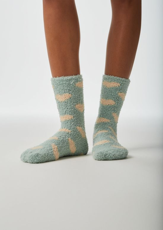 Foto do produto: Meia Unissex Estampada Cano Longo Em Tricô De Chenille - Verde