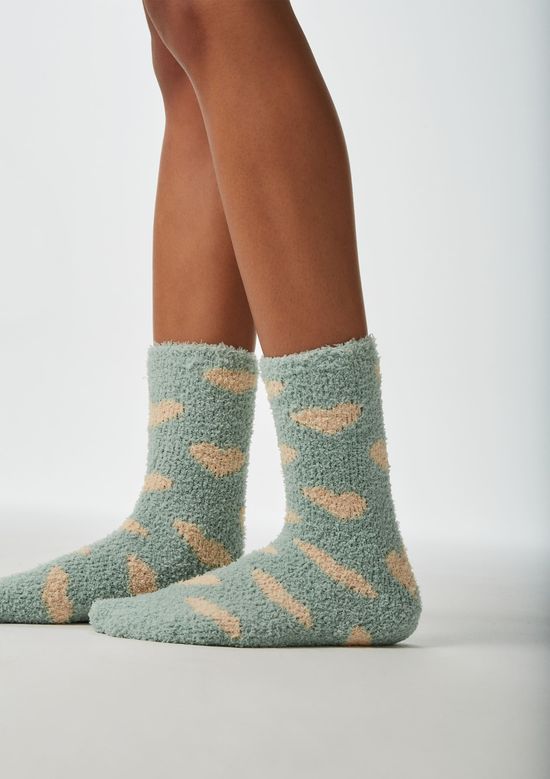 Foto do produto: Meia Unissex Estampada Cano Longo Em Tricô De Chenille - Verde