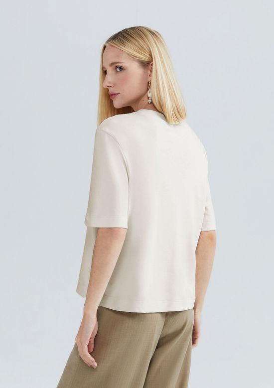 Foto do produto: Blusa Feminina Em Ribana Com Linho - Creme
