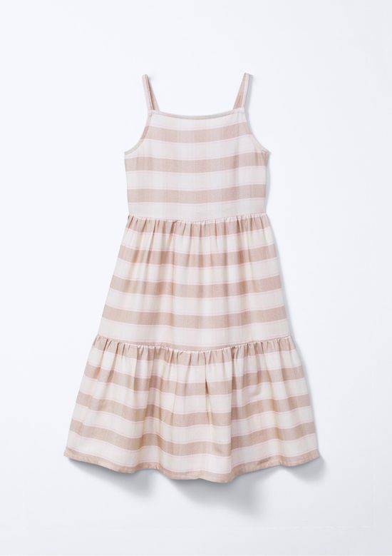 Foto do produto: Vestido Infantil Midi Fio Tinto Listrado - Bege