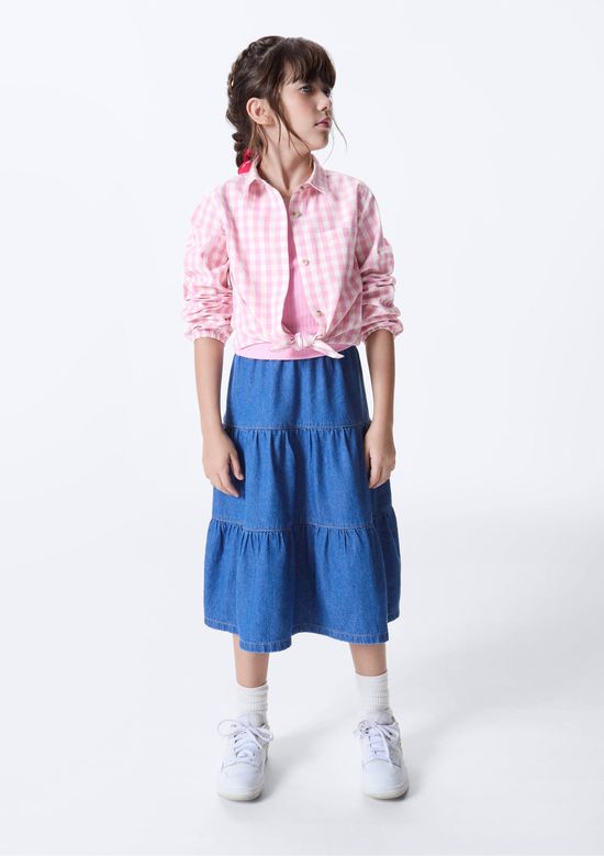 Foto do produto: Saia Infantil Midi Em Jeans - Azul