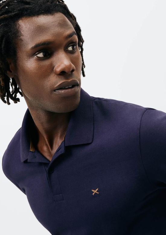 Foto do produto: Camisa Polo Básica Masculina Super Cotton Com Bordado - Azul