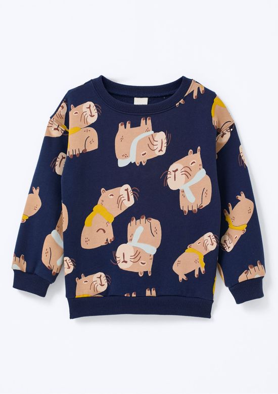 Foto do produto: Blusão Infantil Menino Toddler Em Moletom Estampado - Azul
