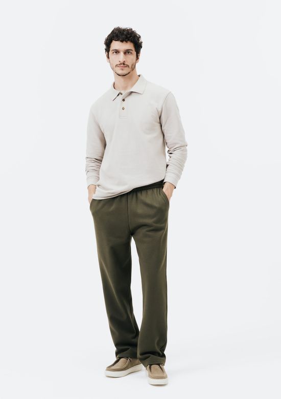 Foto do produto: Calça Básica Masculina Reta Em Moletom Peluciado - Verde