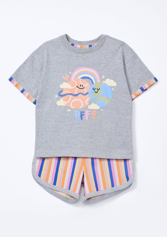 Foto do produto: Pijama Curto Infantil Menina Que Brilha no Escuro - Laranja