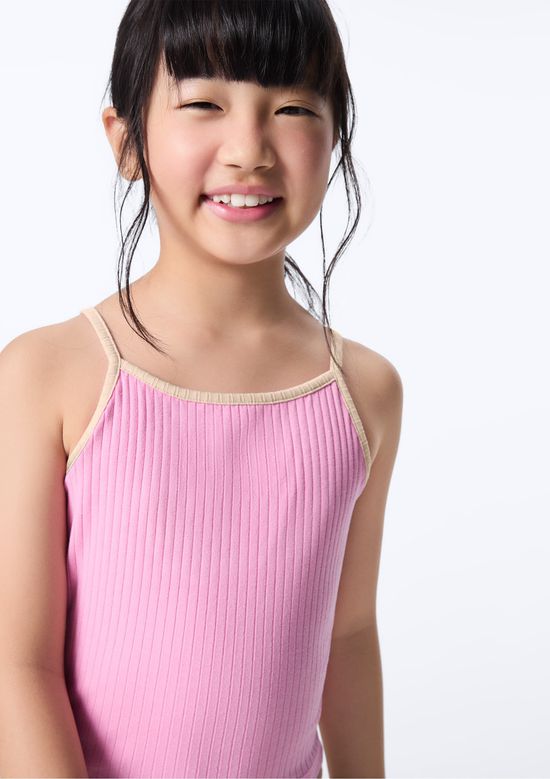 Foto do produto: Regata Infantil Menina Em Ribana Canelada - Rosa