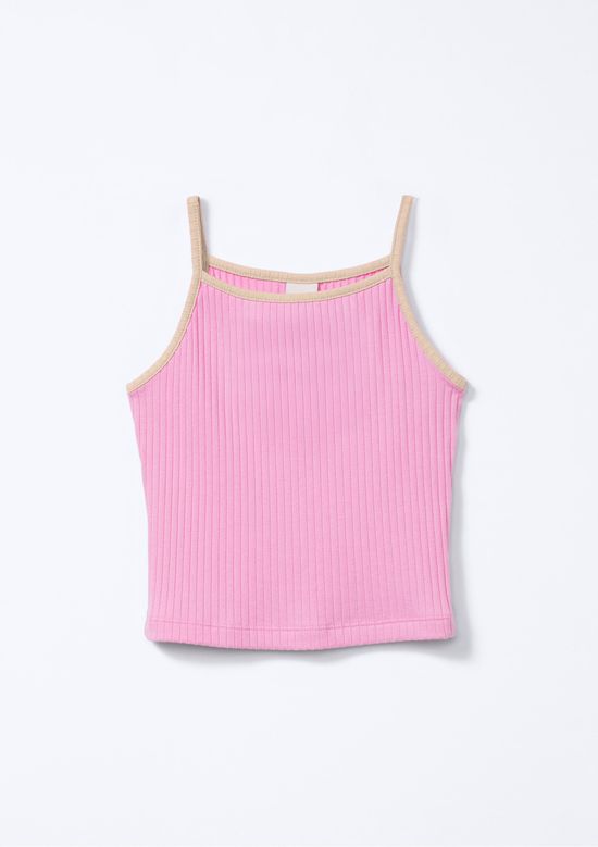 Foto do produto: Regata Infantil Menina Em Ribana Canelada - Rosa