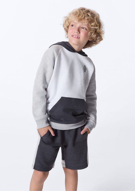 Foto do produto: Bermuda Infantil Menino Reta Com Recortes - Cinza