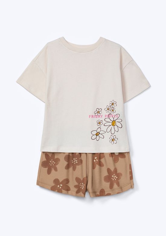 Foto do produto: Conjunto Infantil Menina Curto Estampado - Bege