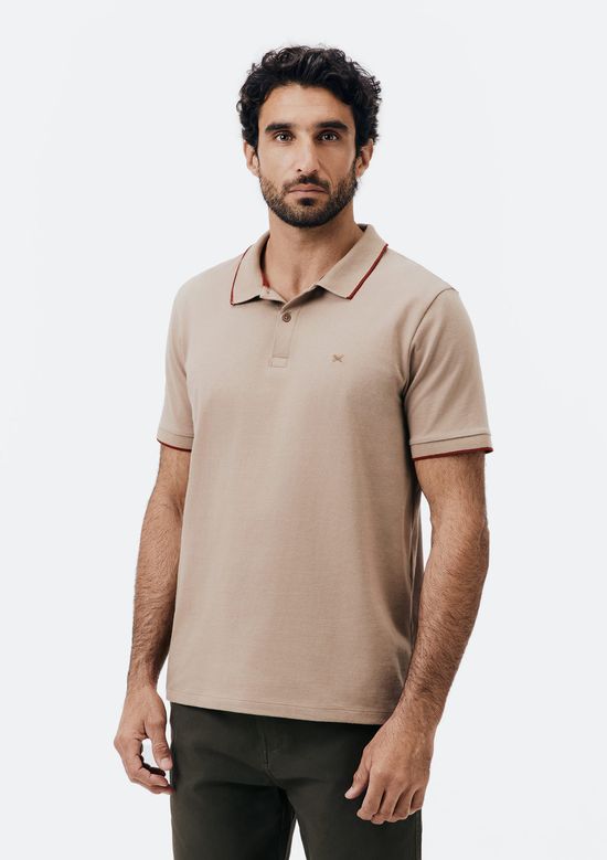 Foto do produto: Camisa Polo Básica Masculina Super Cotton Com Bordado - Bege