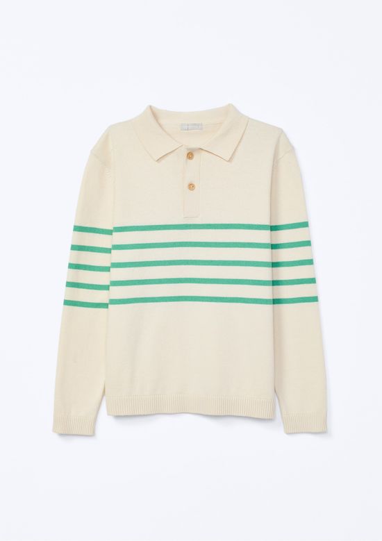 Foto do produto: Blusão Infantil Menino Tricô Fio Tinto Listrado - Off white