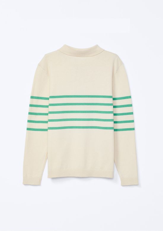 Foto do produto: Blusão Infantil Menino Tricô Fio Tinto Listrado - Off white