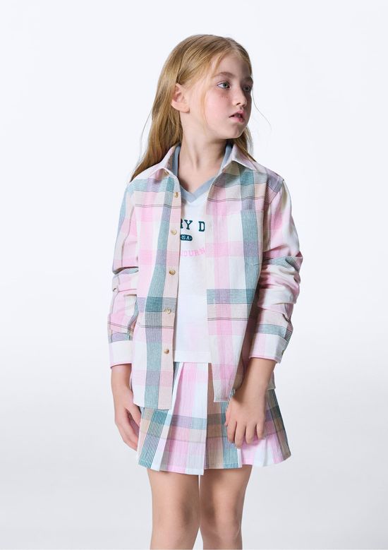 Foto do produto: Camisa Infantil Menina Tricoline Fio Tinto - Rosa