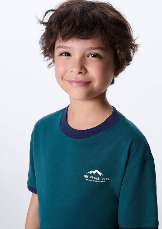 Foto do produto: Camiseta Infantil Menino Oversized Estampa Em Silk - Verde