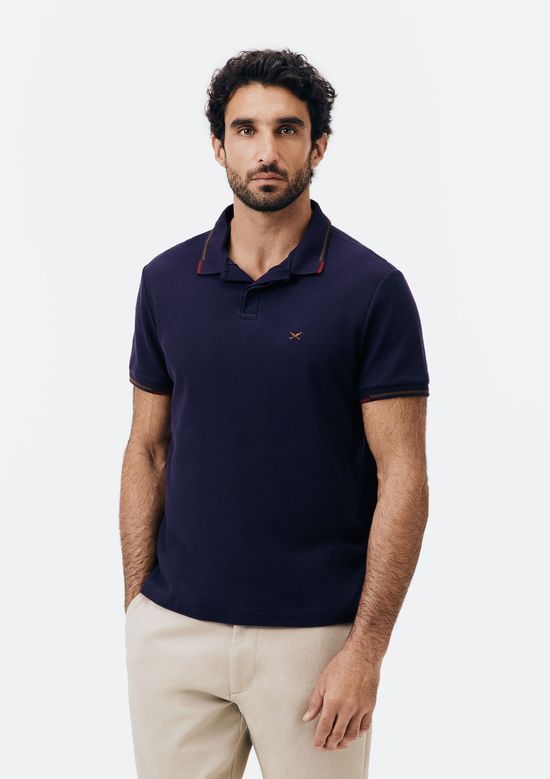 Foto do produto: Camisa Polo Masculina Manga Curta Com Bordado - Azul