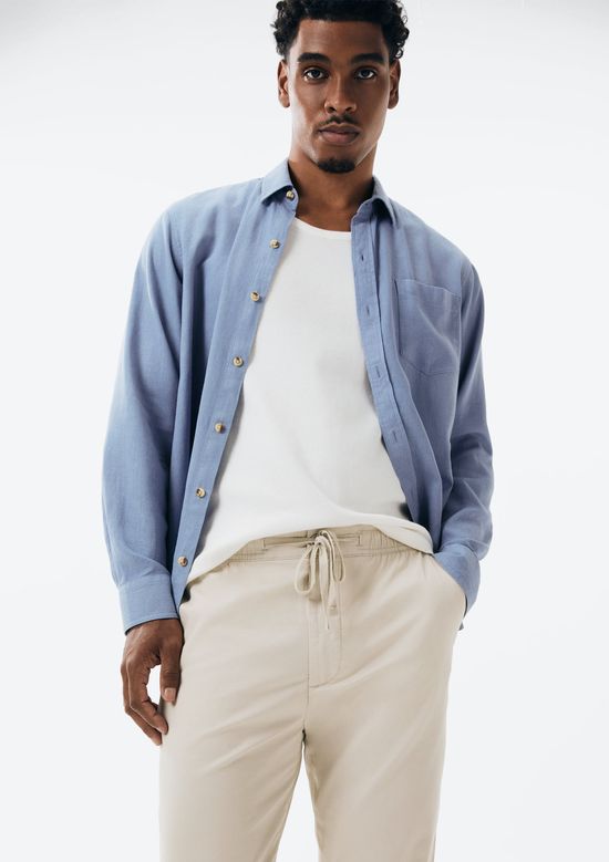 Foto do produto: Calça Masculina Reta em Sarja com Elástico - Bege