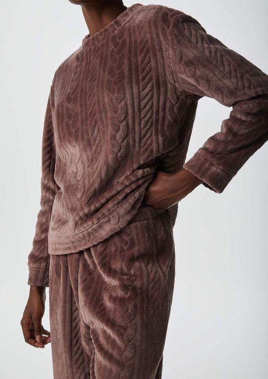 Foto do produto: Pijama Longo Feminino Em Fleece - Marrom