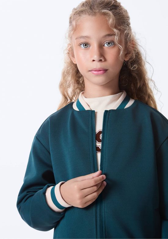 Foto do produto: Jaqueta Infantil Bomber Com Detalhes Em Retilínea - Verde