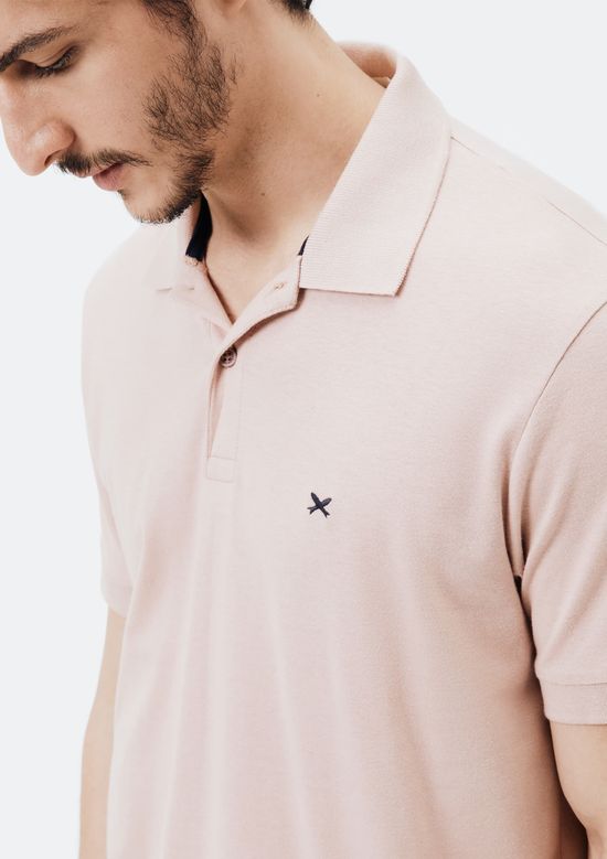 Foto do produto: Camisa Polo Básica Masculina Super Cotton Com Bordado - Rosa