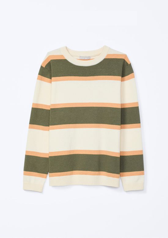 Foto do produto: Suéter De Tricô Infantil Menino Listrado - Creme