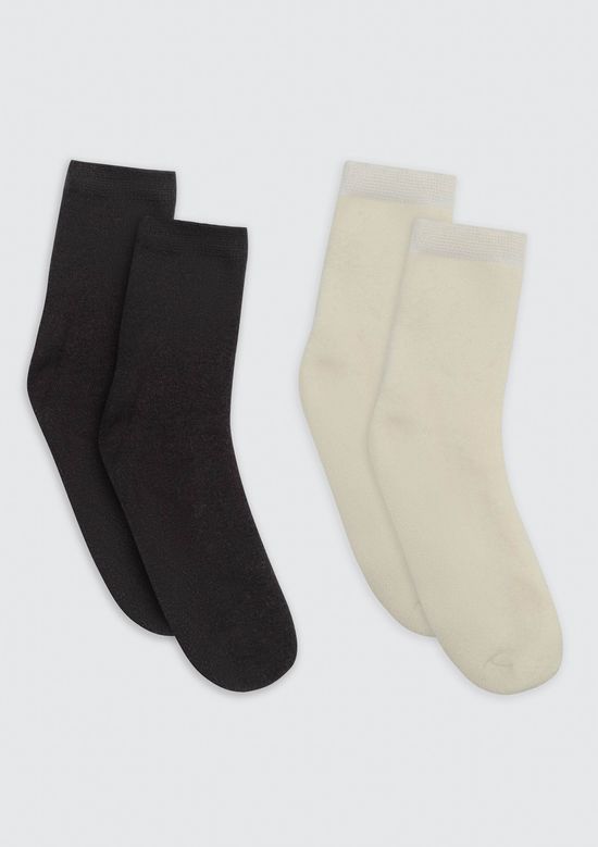 Foto do produto: Kit 2 Pares De Meias Unissex Cano Médio Em Malha Térmica - Preto