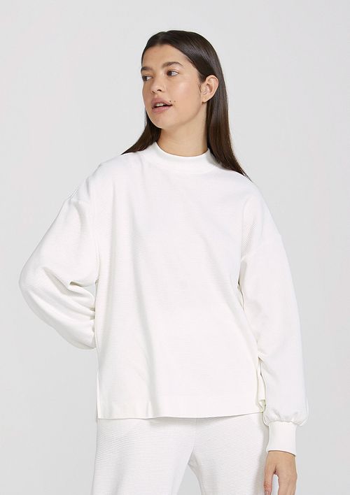 Blusão Básico Feminino Em Malha Texturizada - Off White