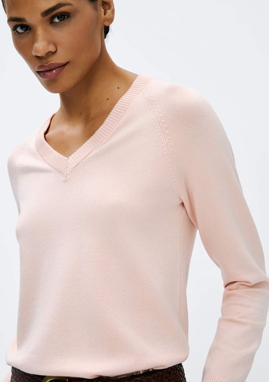 Foto do produto: Blusão Feminino Decote V Em Tricô - Rosa
