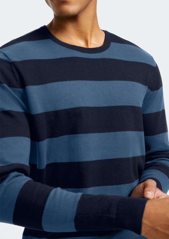 Foto do produto: Blusão Básico Masculino Listrado Em Tricô - Azul