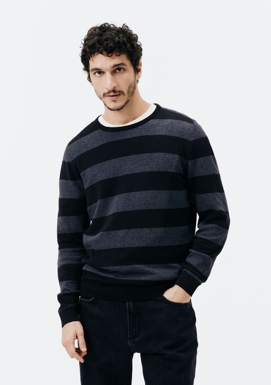 Foto do produto: Suéter Básico Masculino Listrado Em Tricô - Cinza