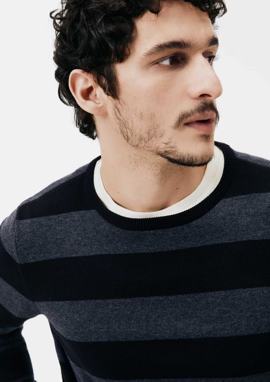Foto do produto: Suéter Básico Masculino Listrado Em Tricô - Cinza